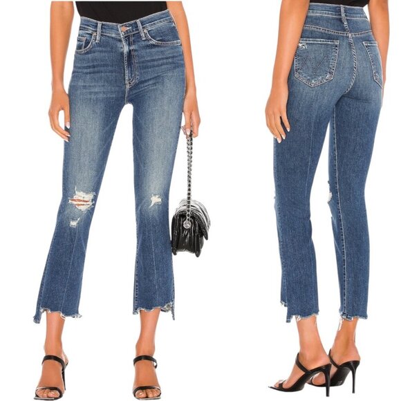 Mother The Insider Crop Stew Chew Jeans Size 26 In Dancing on Coals Distressed - Picture 15 of 16